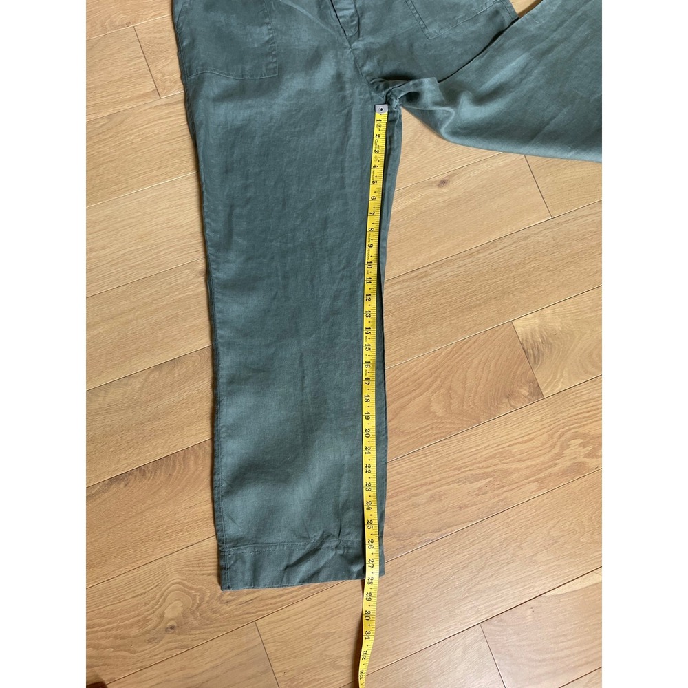 Tahari Olive 100% Linen High Waisted Wide Leg Utility Pants Ankle S14 - Picture 11 of 11